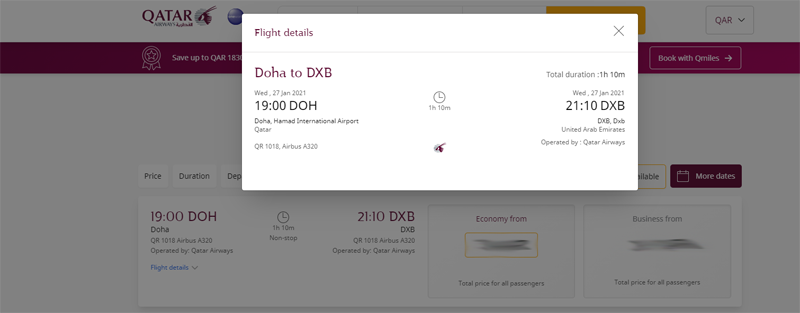 flights from qatar to UAE